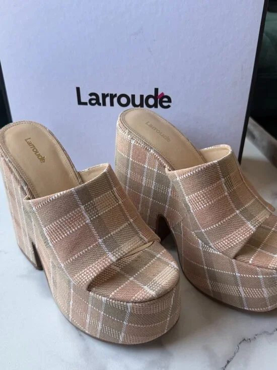 NEW Larroude Wanda Plaid Chunky Platform Mule Size 8.5 - Picture 2 of 9
